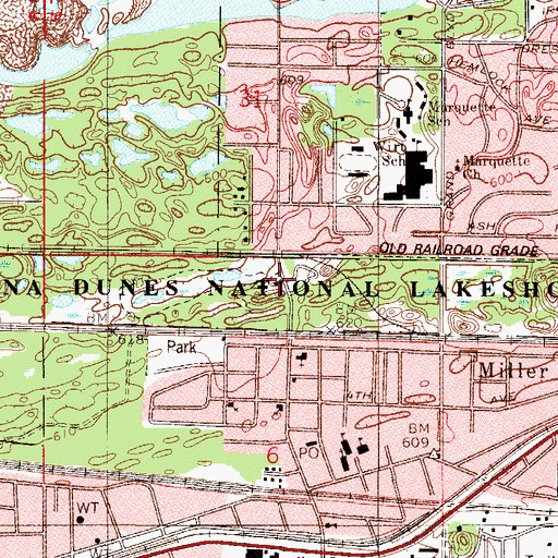 Topographic Map of Paul H Douglas Center or Environmental Education, IN