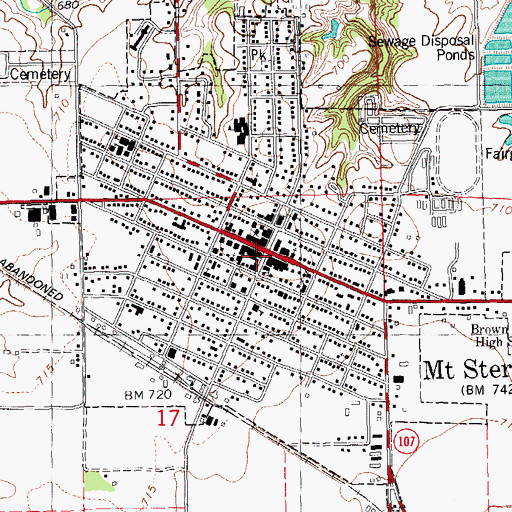 Topographic Map of Mount Sterling Commercial Historic District, IL