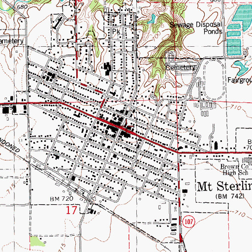 Topographic Map of Mount Sterling Public Library, IL