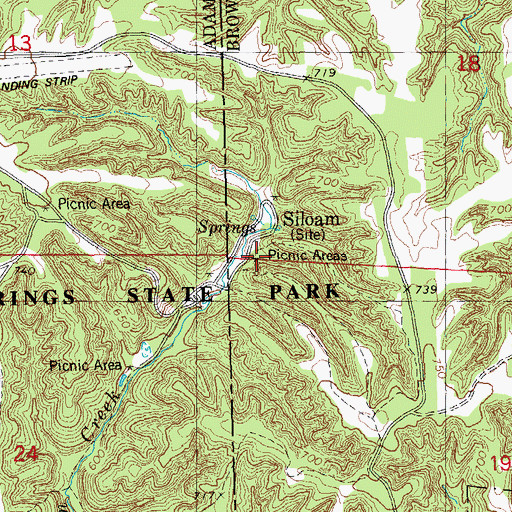 Topographic Map of Old Siloam Picnic Area, IL