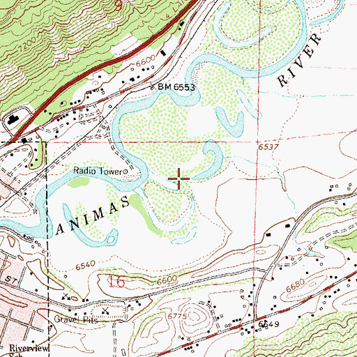 Topographic Map of KDGO-AM (Durango), CO