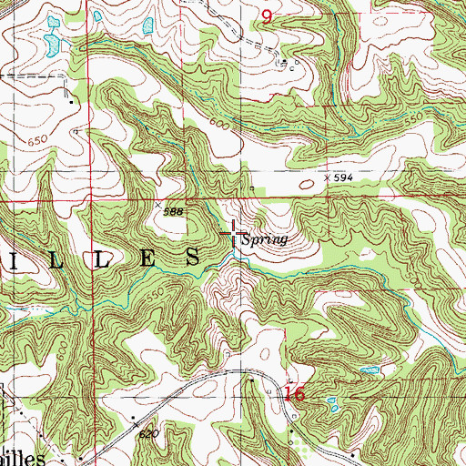 Topographic Map of Versailles Springs, IL