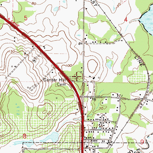 Topographic Map of Center Point Cemetery, FL