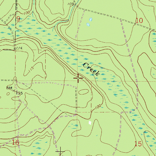 Topographic Map of Hatchet Creek / Pons Cemetery, FL