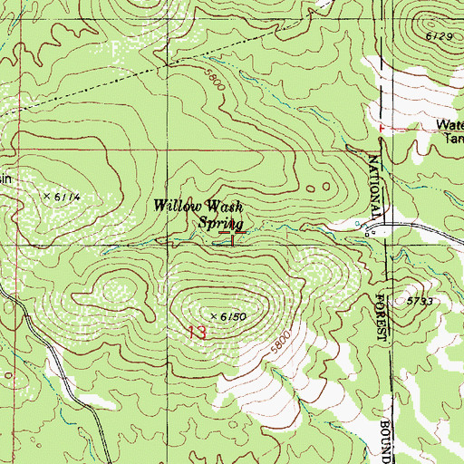 Topographic Map of Willow Wash Spring, AZ