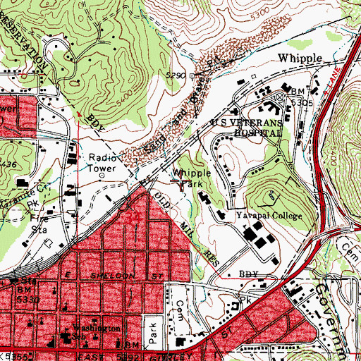 Topographic Map of Roughrider Park, AZ