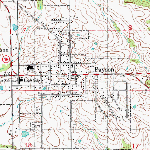 Topographic Map of Payson Congregational Church, IL