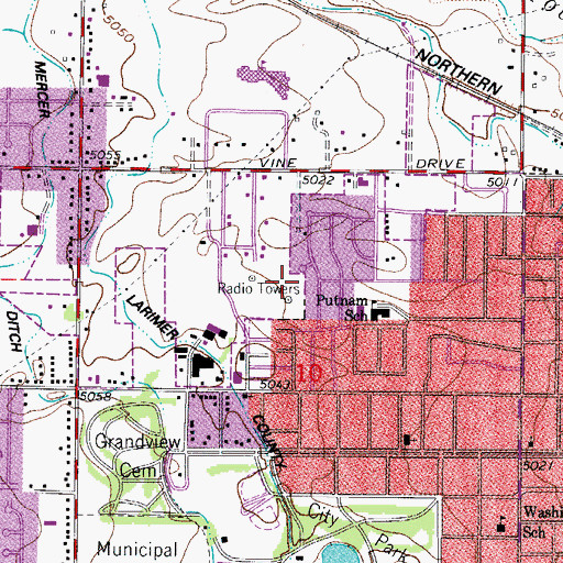 Topographic Map of KCOL-AM (Fort Collins), CO