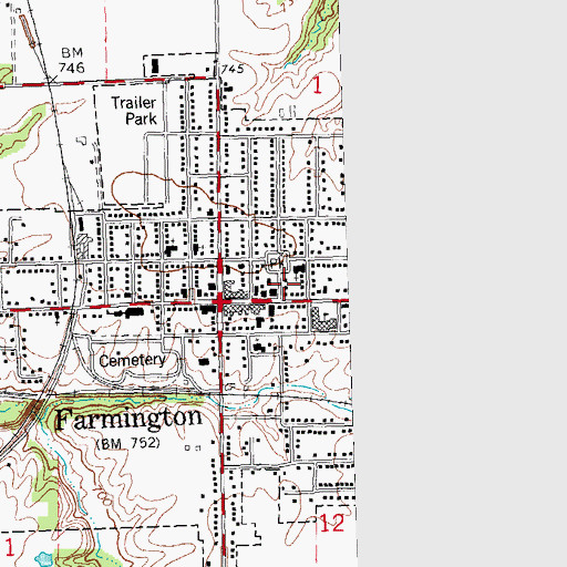 Topographic Map of Rescue 1100 Farmington Community Fire Protection District, IL