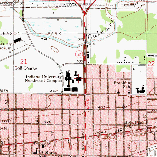 Topographic Map of Hawthorn Hall, IN