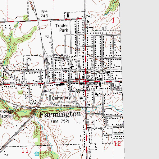 Topographic Map of Farmington Post Office, IL