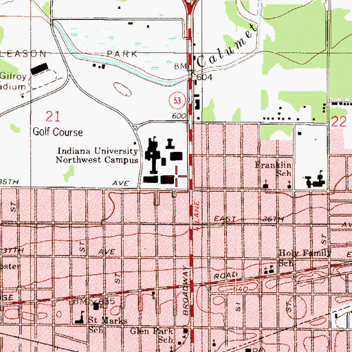 Topographic Map of Marram Hall, IN