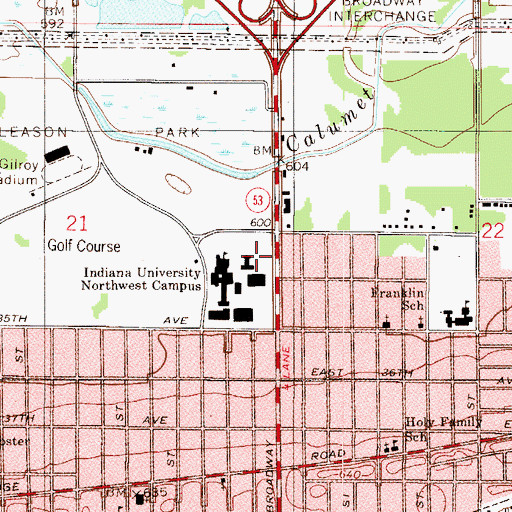 Topographic Map of Savannah Center, IN