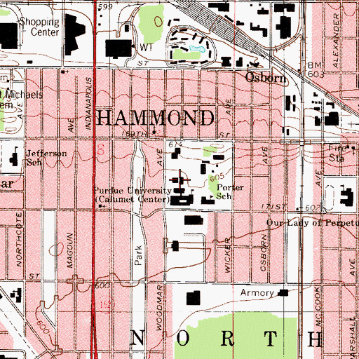 Topographic Map of Andrey A Potter Laboratory Building, IN