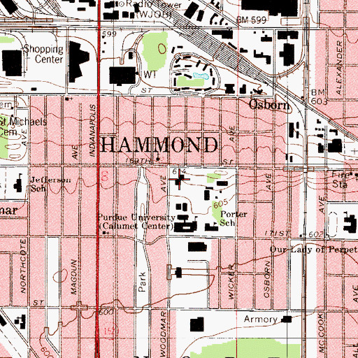 Topographic Map of Edward D Anderson Building, IN