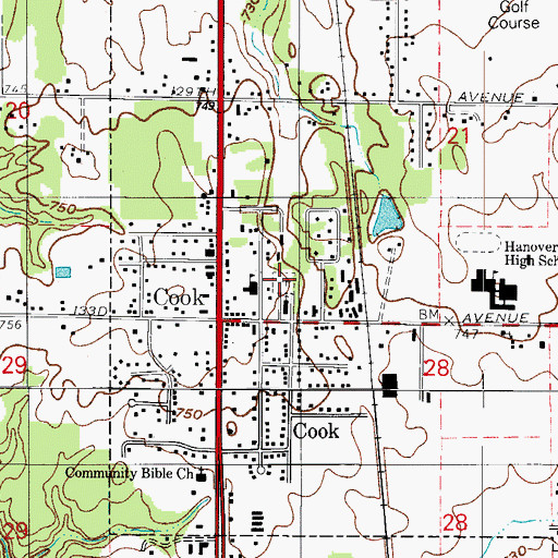 Topographic Map of Holy Name Cemetery, IN