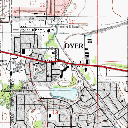 Topographic Map of Saint Joseph Cemetery, IN