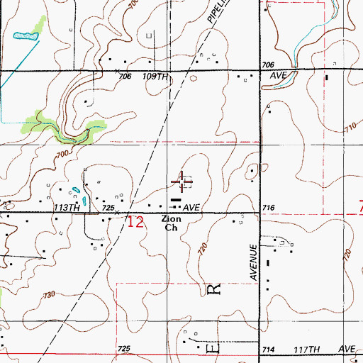 Topographic Map of Zion United Church of Christ Cemetery, IN