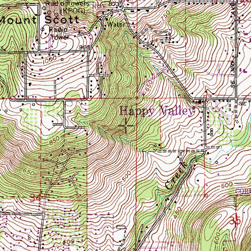 Topographic Map of Happy Valley Nature Park, OR