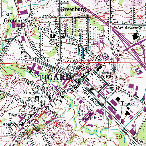 Topographic Map of Commercial City Park, OR