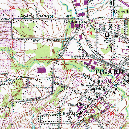 Topographic Map of Woodard City Park, OR