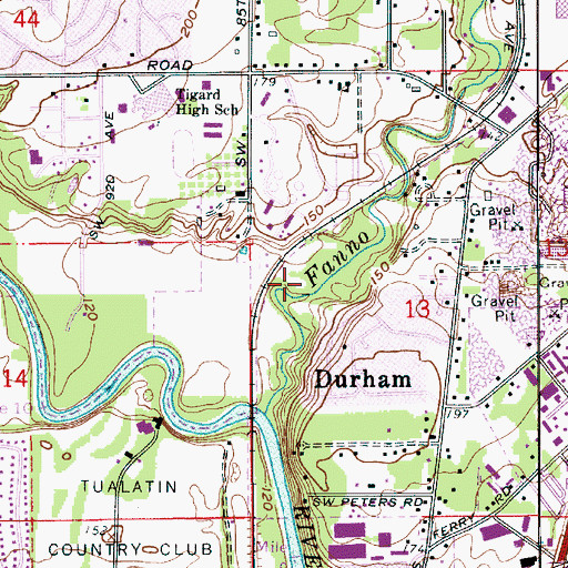 Topographic Map of Durham City Park, OR