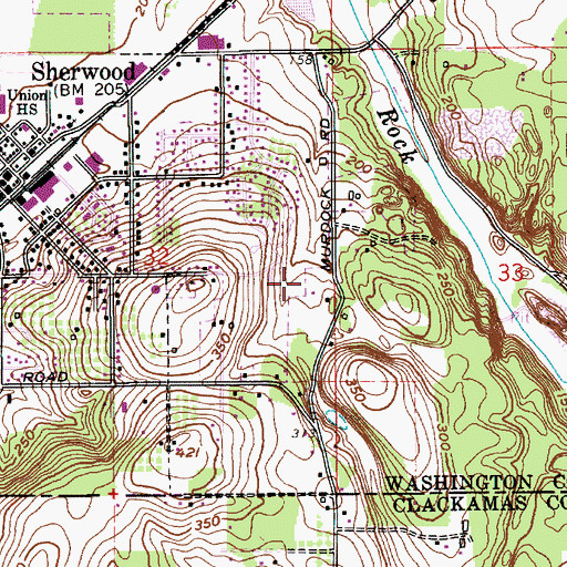 Topographic Map of Murdock City Park, OR