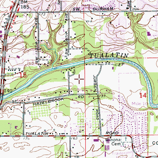 Topographic Map of Jurgens City Park, OR