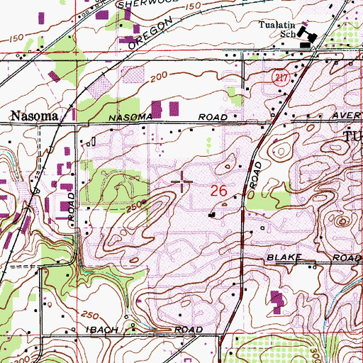 Topographic Map of Lafky City Park, OR