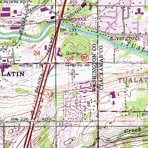 Topographic Map of Nyberg Creek Greenway, OR