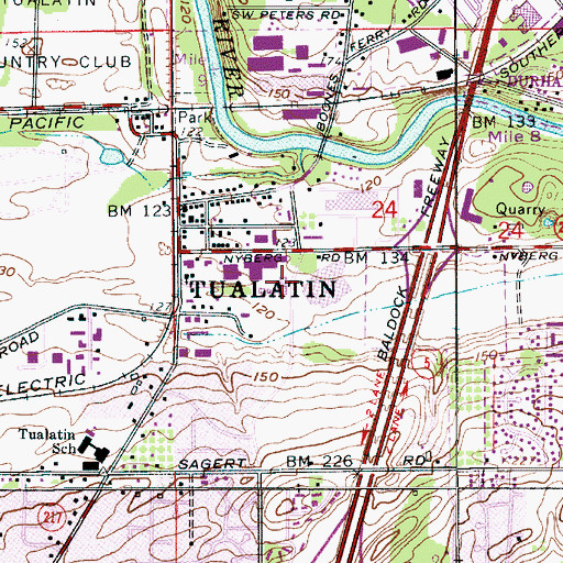 Topographic Map of Tualatin Commons Park, OR