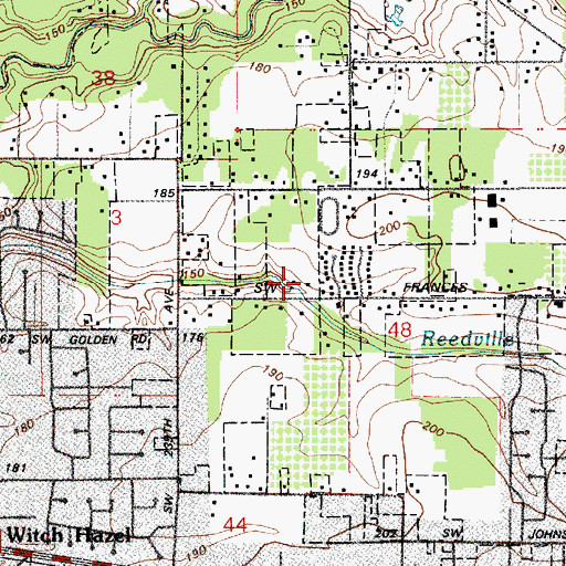 Topographic Map of Frances Street Park, OR