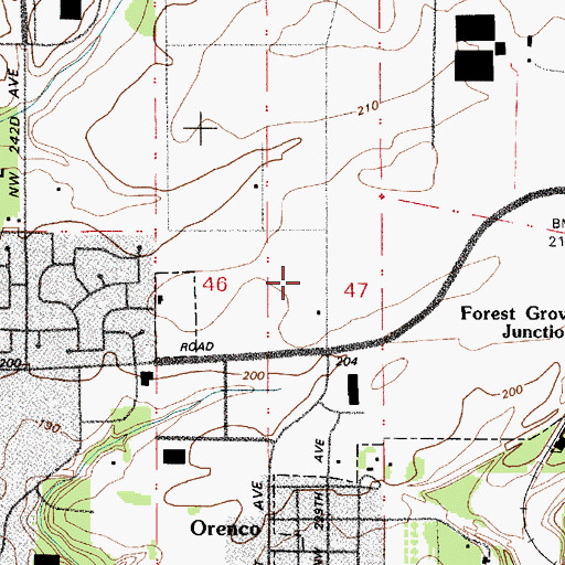 Topographic Map of Rosebay Park, OR