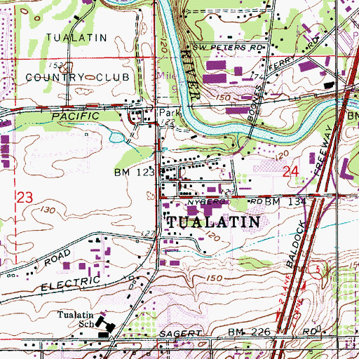 Topographic Map of Tualatin Commons, OR
