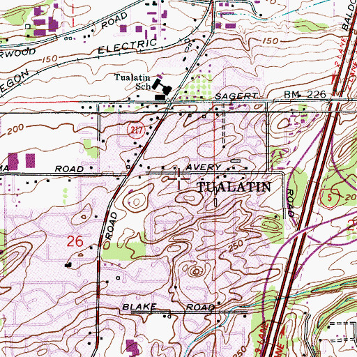 Topographic Map of Saarinen Wayside Park, OR