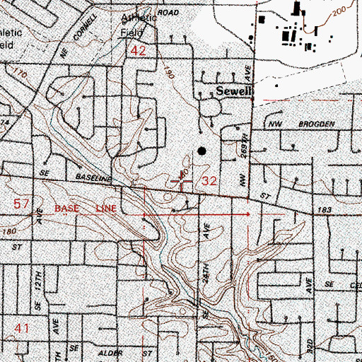 Topographic Map of Bicentennial Park, OR