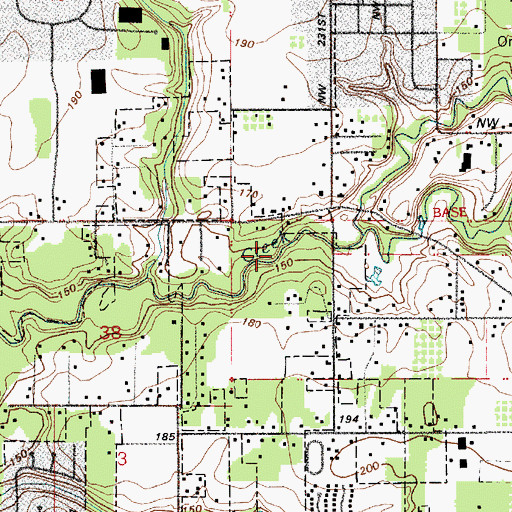 Topographic Map of Noble Woods Park, OR