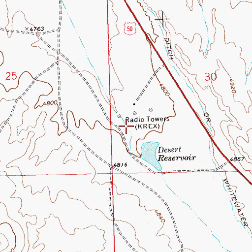 Topographic Map of KNZZ-AM (Grand Junction), CO