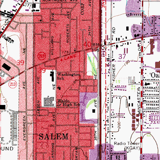 Topographic Map of Eastgate Basin City Park, OR