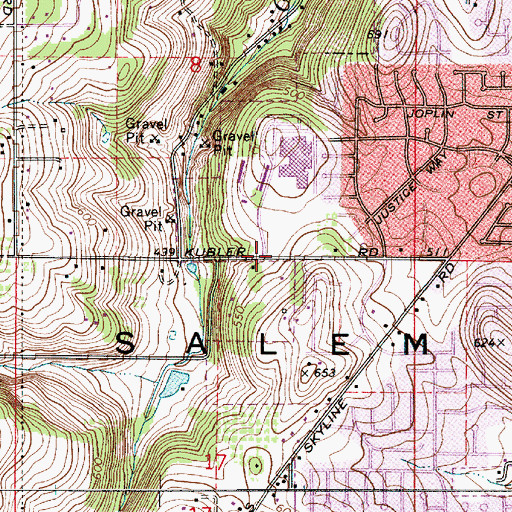 Topographic Map of Sprague School/Skyline Park, OR