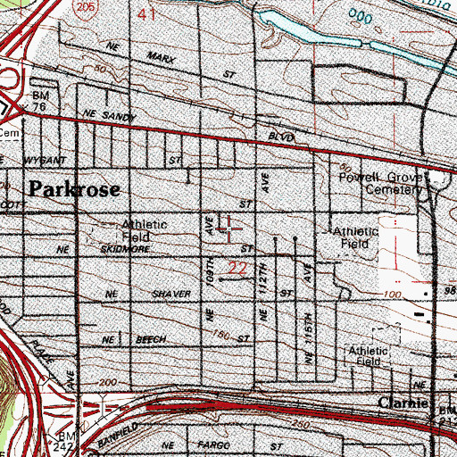Topographic Map of Senn's Dairy City Park, OR