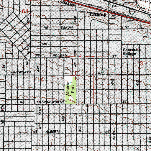 Topographic Map of Ainsworth Blocks, OR