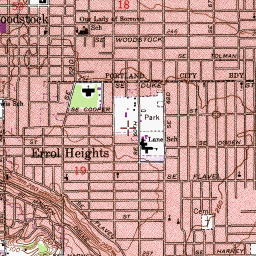 Topographic Map of Brentwood City Park, OR