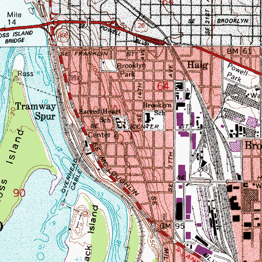 Topographic Map of Brooklyn School Park, OR