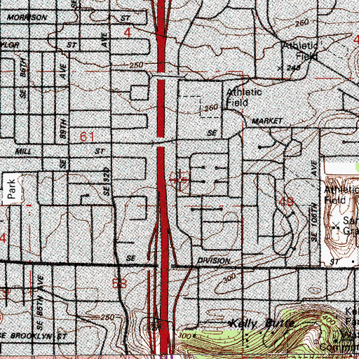 Topographic Map of Cherry Blossom City Park, OR