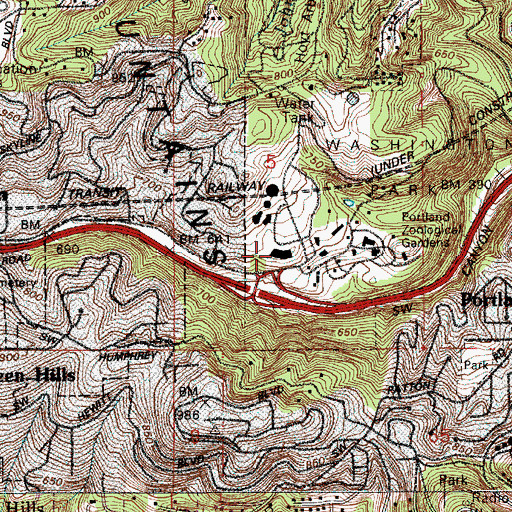 Topographic Map of Portland Childrens Museum, OR