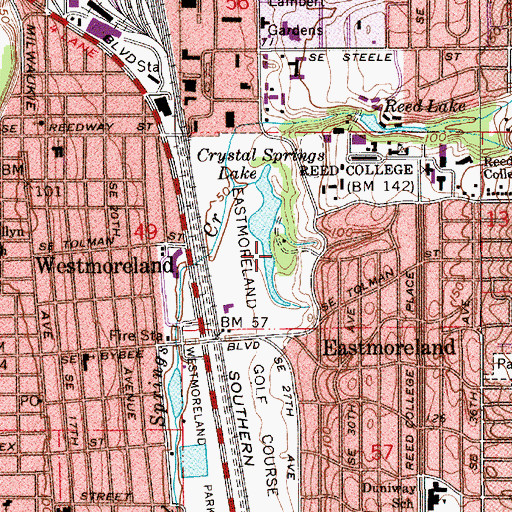 Topographic Map of Crystal Springs Rhododendron Garden, OR