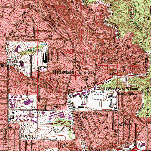 Topographic Map of Dewitt City Park, OR