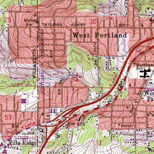 Topographic Map of Dickinson City Park, OR