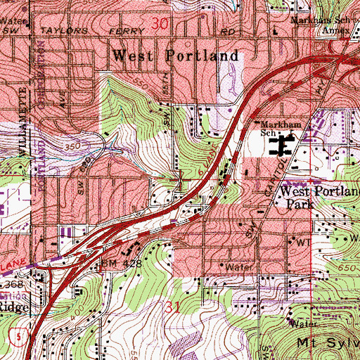 Topographic Map of Dickinson Woods, OR